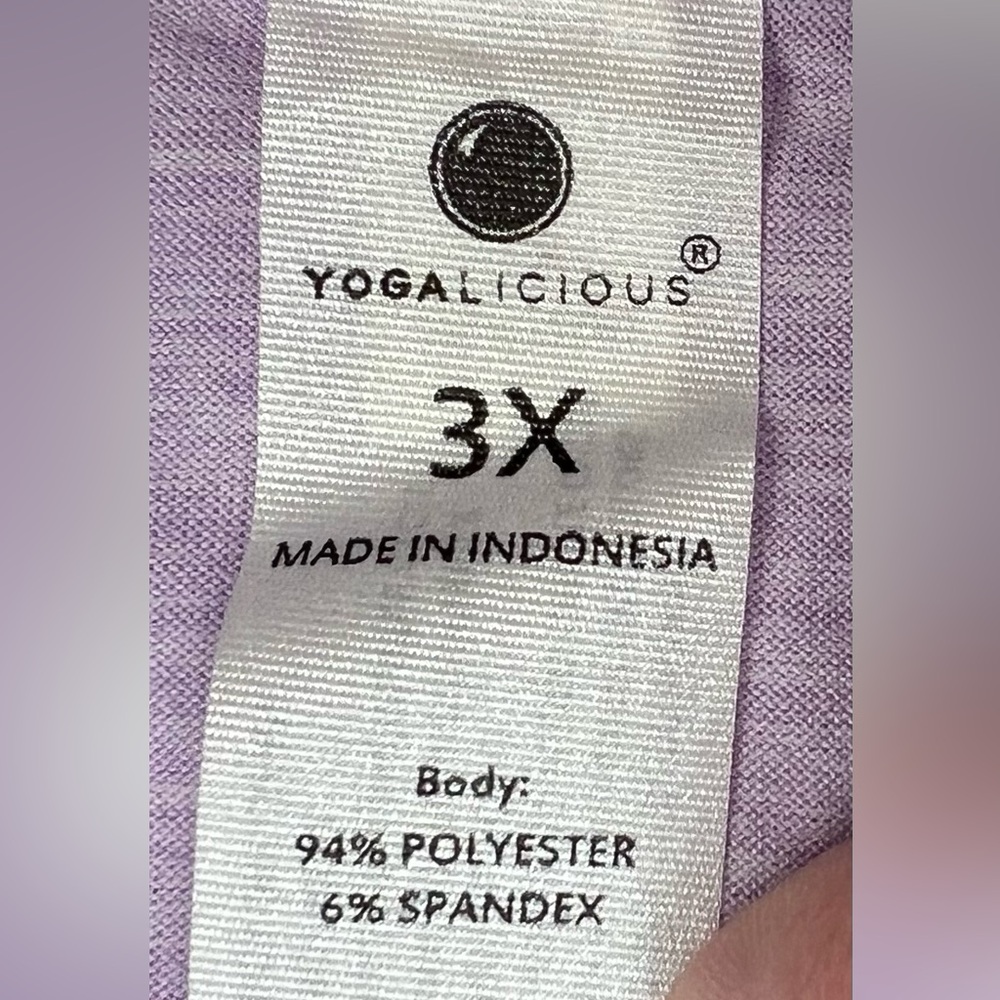 YOGALICIOUS Crew Neck Active T Shirt NWT - 3X ~ Heather Orchid Bloom - Picture 2 of 4